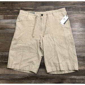 Perry Ellis Mens Size 32 Beige Linen Blend Casual Shorts New with $70 Tags
